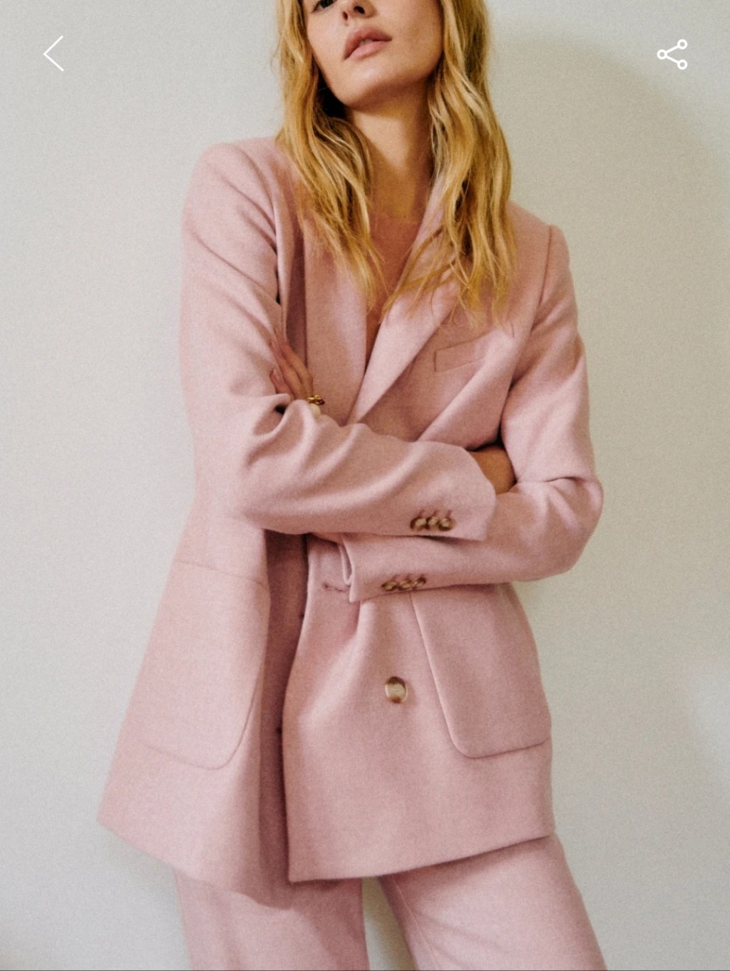 Sezane Michele Powder Pink Wool Blazer